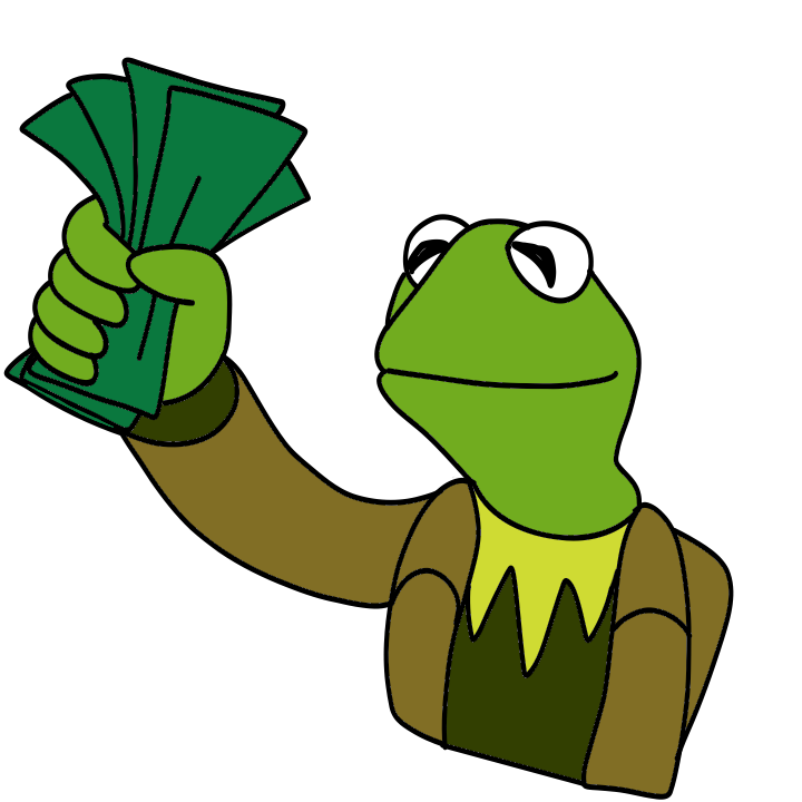 Kermit with cash